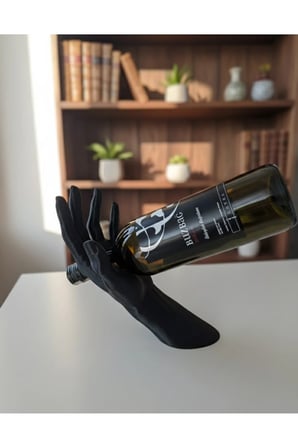 Dekoratif Şarap Şişesi Tutucu El Figürlü Masaüstü Standı