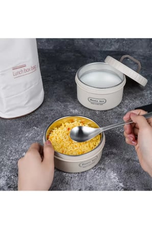 Yalıtımlı Termos Çantalı Paslanmaz Çelil 4 Bölmeli Yemek Saklama Kabı Sefer