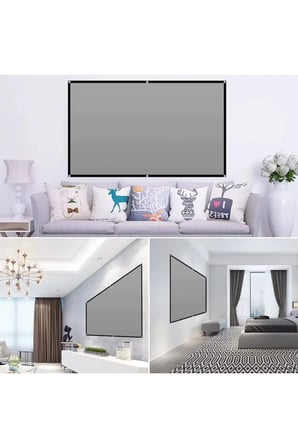 100" 16:9 ALR Gri Projeksiyon Perdesi, Taşınabilir, Duvar Askı Aparatlı