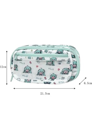Hatsune Miku Büyük Boy 4 Gözlü Çok Bölmeli Geniş Kapasiteli Kalemlik
