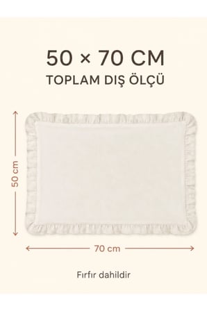 Fırfırlı Yastık Kılıfı 50x70 cm Ekru Bohem Keten Dekoratif