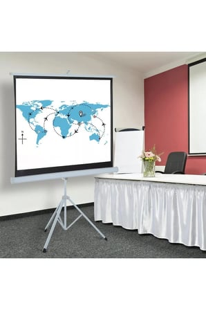 150x150 cm Ayaklı Projeksiyon Perdesi, Yüksek Çözünürlük ve Kolay Kurulum