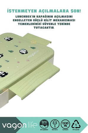 Tek Katlı 5 Bölmeli 1330ml Çocuk Sefer Tası Yemek Kutusu