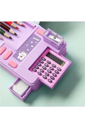 Sevimli Uzay Unicorn Temalı Çok Fonksiyonlu Otomatik Kalemlik ve Hesap Makinesi