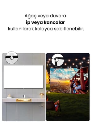 Siyah Çerçeveli Duvar Tipi Projeksiyon Perdesi, Kolay Montaj