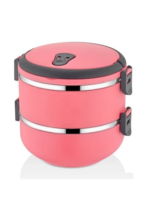 2 Katlı Sefer Tası Yemek Termosu (Pembe)