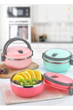 2 KATLI PASLANMAZ SIZDIRMAZ YEMEK TERMOSU