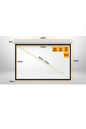 250x190cm Motorlu Kumandalı Çekim Perdesi, Ev ve Ofis Kullanımı