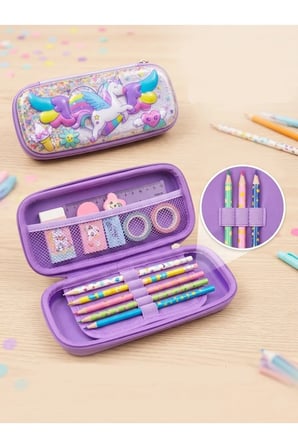 Mor Unicorn Kalem Kutusu, Şık ve Dayanıklı Tasarım, Çocuklar ve Öğrenciler İçin