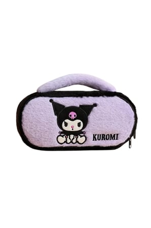 Mor Kuromi Peluş Kalem Kutusu, Geniş Kapasiteli ve Üstten Tutmalı Makyaj Çantası