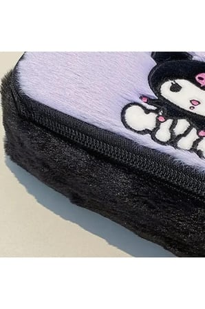 Mor Kuromi Peluş Kalem Kutusu, Geniş Kapasiteli ve Üstten Tutmalı Makyaj Çantası