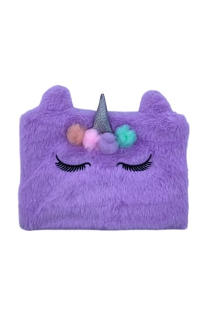 Mor Unicorn Peluş Kalem Çantası, Şık ve Sevimli Tasarım