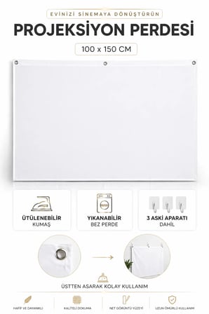 100x150 cm Katlanabilir Taşınabilir Projeksiyon Perdesi