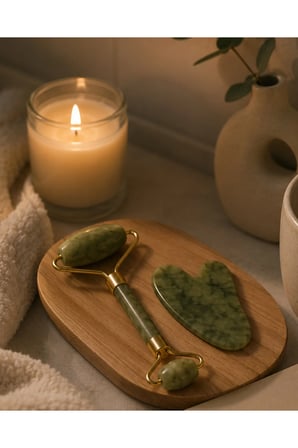 Jade Stone Cilt Bakım Seti 2 Parça Yüz Masajı Şişkinlik Karşıtı
