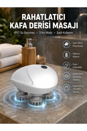 Derinlemesine Masaj Sağlayan Elektrikli Kafa Masaj Aleti