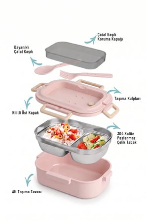 Paslanmaz Çelik Bölmeli Yemek Kabı