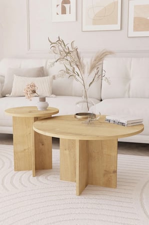 2 li Orta Sehpa Seti, İskandinav Stil, Bohem, 72 cm, 40 cm