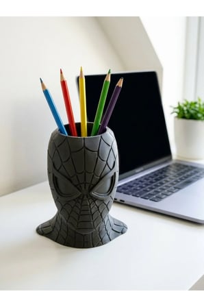 Örümcek Adam Temalı 3D Baskı Kalemlik, Renkli ve Eğlenceli Tasarım