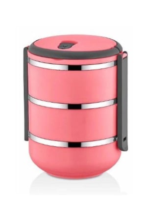 PNG-6002 Paslanmaz Yemek Termosu 3 Katlı Pembe