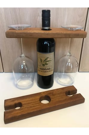Ahşap Şişelik ve Kadehlik – Masaüstü Mini Bar Standı