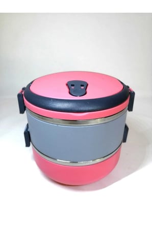 2 Katlı Sefer Tası Yemek Termosu (pembe Gri)