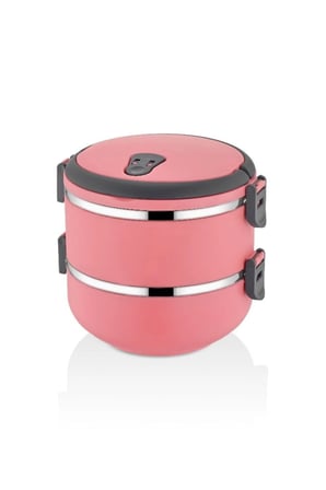 2 Katlı Sefer Tası Yemek Termosu Pembe