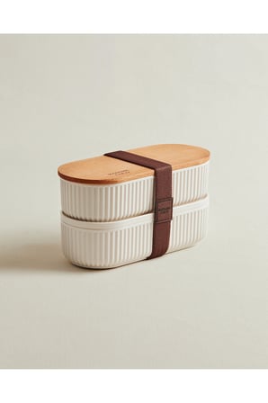 500ml Ahşap Kapaklı Lunch Box 2'li