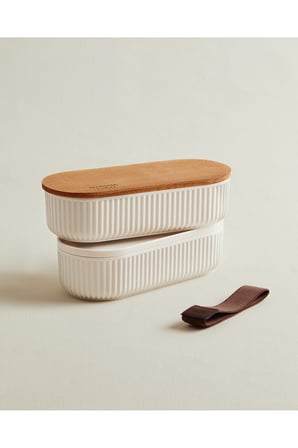 500ml Ahşap Kapaklı Lunch Box 2'li
