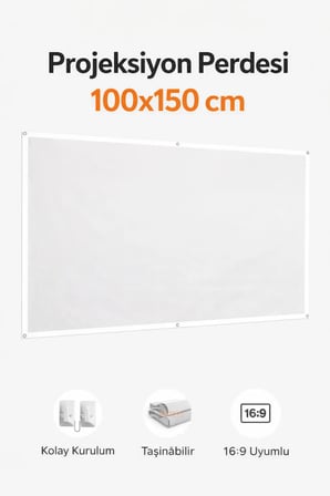 Yüksek Çözünürlük Duvar Tipi Projeksiyon Perdesi 100x150 cm