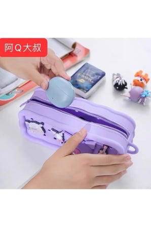 Mor Kawaii Kalem Kutusu, Geniş Kapasiteli Fermuarlı Organizer
