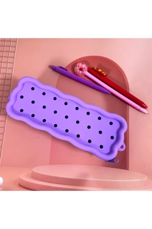 Mor Kawaii Kalem Kutusu, Geniş Kapasiteli Fermuarlı Organizer