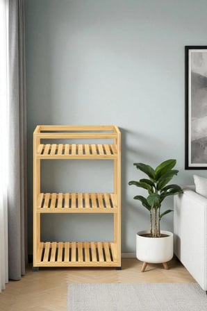 Bambu 3 Raflı Tekerlekli Sunum Servis Arabası Mutfak Rafı Sehpa Banyo Rafı