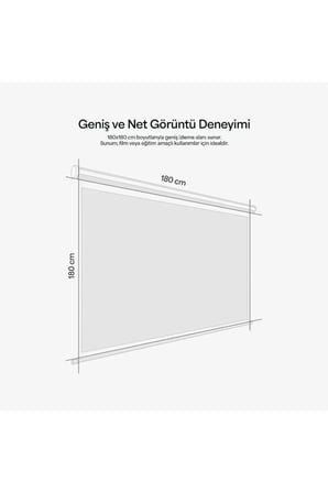 180x180cm Siyah Arkası Storlu Projeksiyon Perdesi