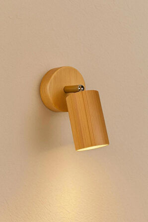 Duvar Aplik 360° Dönebilen Silindir Yansıtma Tasarımlı Tek Yönlü Ahşap Salon Hol Cafe Otel Aplik