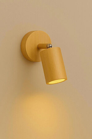 Duvar Aplik 360° Dönebilen Silindir Yansıtma Tasarımlı Tek Yönlü Ahşap Salon Hol Cafe Otel Aplik