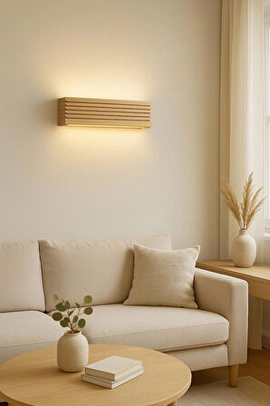 Yansıtma Tasarımlı Çift Yönlü Ahşap Salon Hol Cafe Otel Duvar Aplik Avize