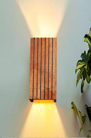 Yansıtma Tasarımlı Çift Yönlü Ahşap Salon Hol Cafe Otel Duvar Aplik Avize