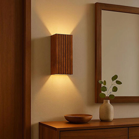 Yansıtma Tasarımlı Çift Yönlü Ahşap Salon Hol Cafe Otel Duvar Aplik Avize