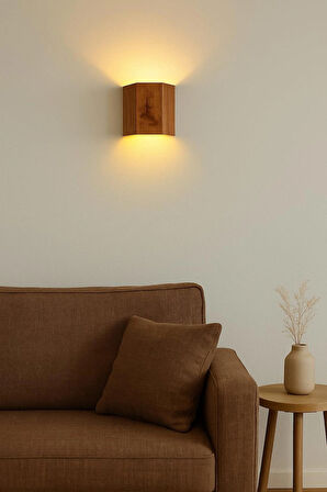 Yansıtma Tasarımlı Çift Yönlü Ahşap Salon Hol Cafe Otel Duvar Aplik Avize