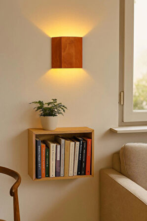 Yansıtma Tasarımlı Çift Yönlü Ahşap Salon Hol Cafe Otel Duvar Aplik Avize