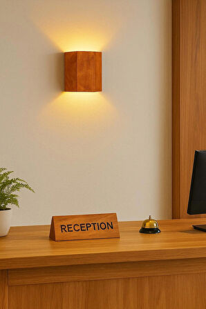 Yansıtma Tasarımlı Çift Yönlü Ahşap Salon Hol Cafe Otel Duvar Aplik Avize