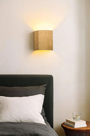 Yansıtma Tasarımlı Çift Yönlü Ahşap Salon Hol Cafe Otel Duvar Aplik Avize