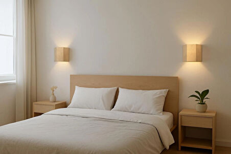 Yansıtma Tasarımlı Çift Yönlü Ahşap Salon Hol Cafe Otel Duvar Aplik Avize