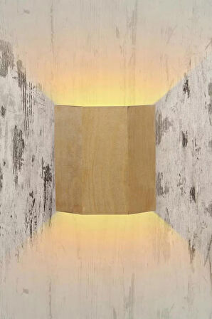 Yansıtma Tasarımlı Çift Yönlü Ahşap Salon Hol Cafe Otel Duvar Aplik Avize