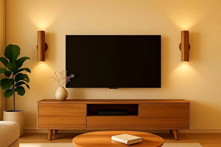 Masif Ahşap Yansıtma Tasarımlı Çift Yönlü Salon Hol Cafe Otel Duvar Aplik Avize