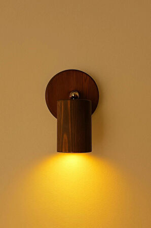 Duvar Aplik 360° Dönebilen Silindir Yansıtma Tasarımlı Tek Yönlü Ahşap Salon Hol Cafe Otel Aplik