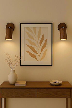 Duvar Aplik 360° Dönebilen Silindir Yansıtma Tasarımlı Tek Yönlü Ahşap Salon Hol Cafe Otel Aplik