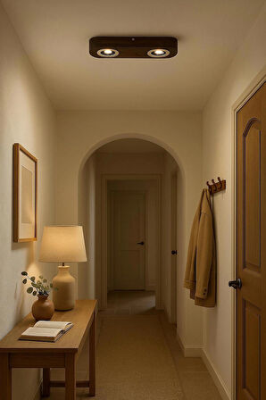 Tavana Monte Ahşap Kütük Avize 2'Li Rustik Otantik Dekoratif Salon Otel Cafe Aydınlatma