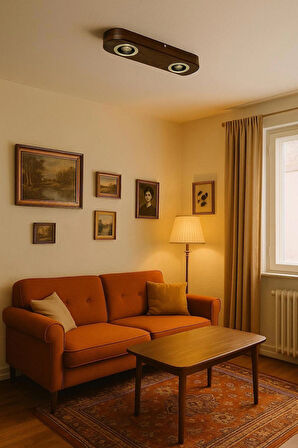 Tavana Monte Ahşap Kütük Avize 2'Li Rustik Otantik Dekoratif Salon Otel Cafe Aydınlatma