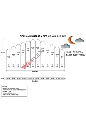 WİNFLEX YATAK  BAŞLIK  AY VE BULUT SET  DEKORASYON PANEL 180CM-KAHVERENGİ